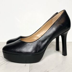 Naturalizer Camilla Black Leather Platform Pump 10M